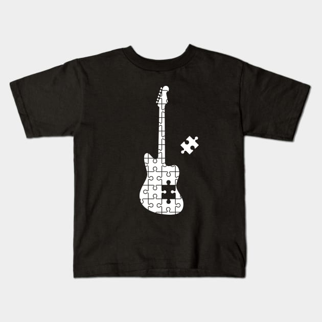 Puzzle Offset Style Electric Guitar Silhouette Kids T-Shirt by nightsworthy